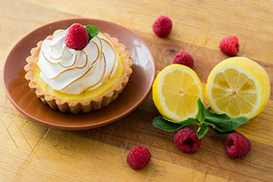 A lemon tart with meringue on top